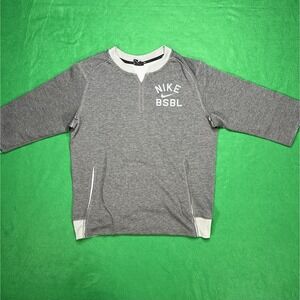 Nike Mens Small Grey 100% Polyester Long Sleeve Baseball Shirt